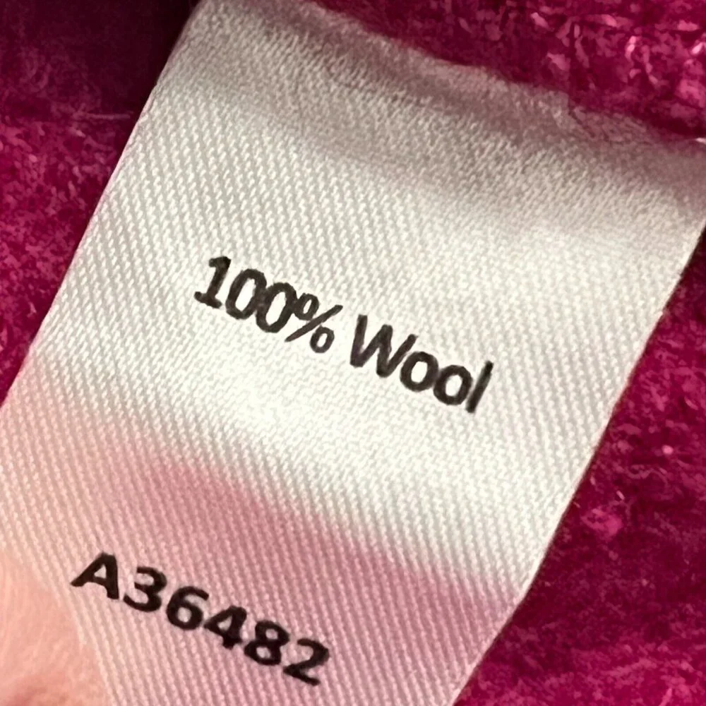 Appleseeds Cardigan Jacket Womens Small Pink Fushia Boiled Wool Cozy Prep Barbie